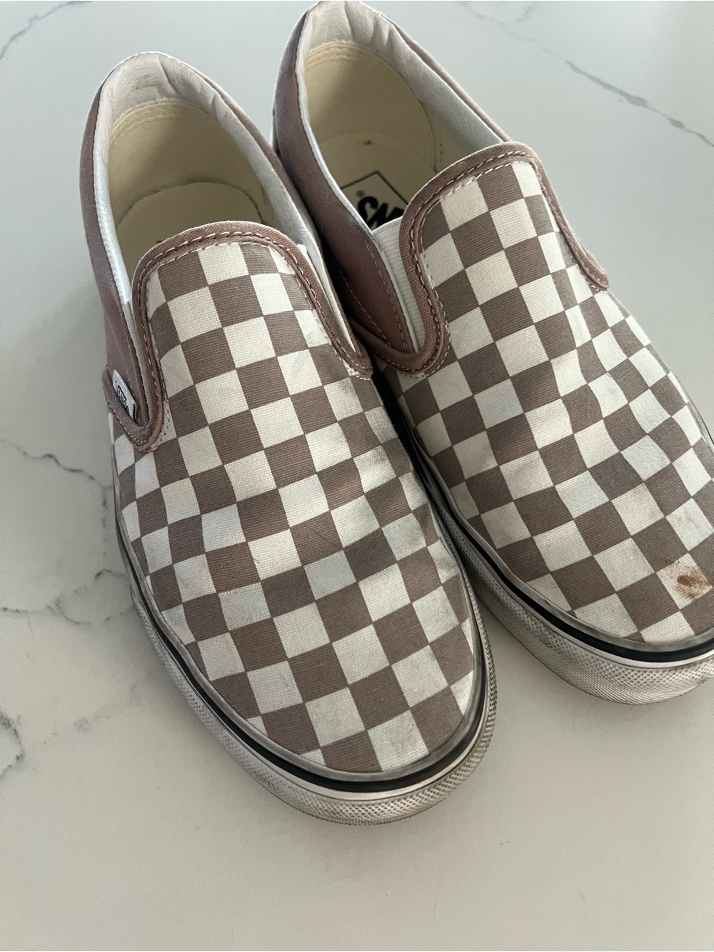 Vans Classic Slip-On Checkerboard Shoes in Mauve